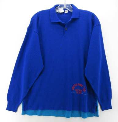 VINTAGE Ocean Pacific Sweater Men Large Blue OP Polo 80s Surf 