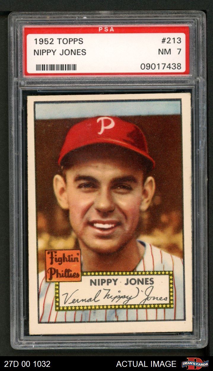 1952 Topps #213 Vernal 'Nippy' Jones Phillies PSA 7 - NM