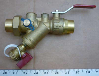 Nutech Combination Strainer/Ball Valve: 1 in Pipe Size, Sweat x Sweat