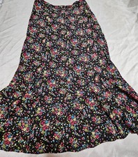 Christopher Banks Black Floral Maxi Fit Flare Womens Skirt Size 10