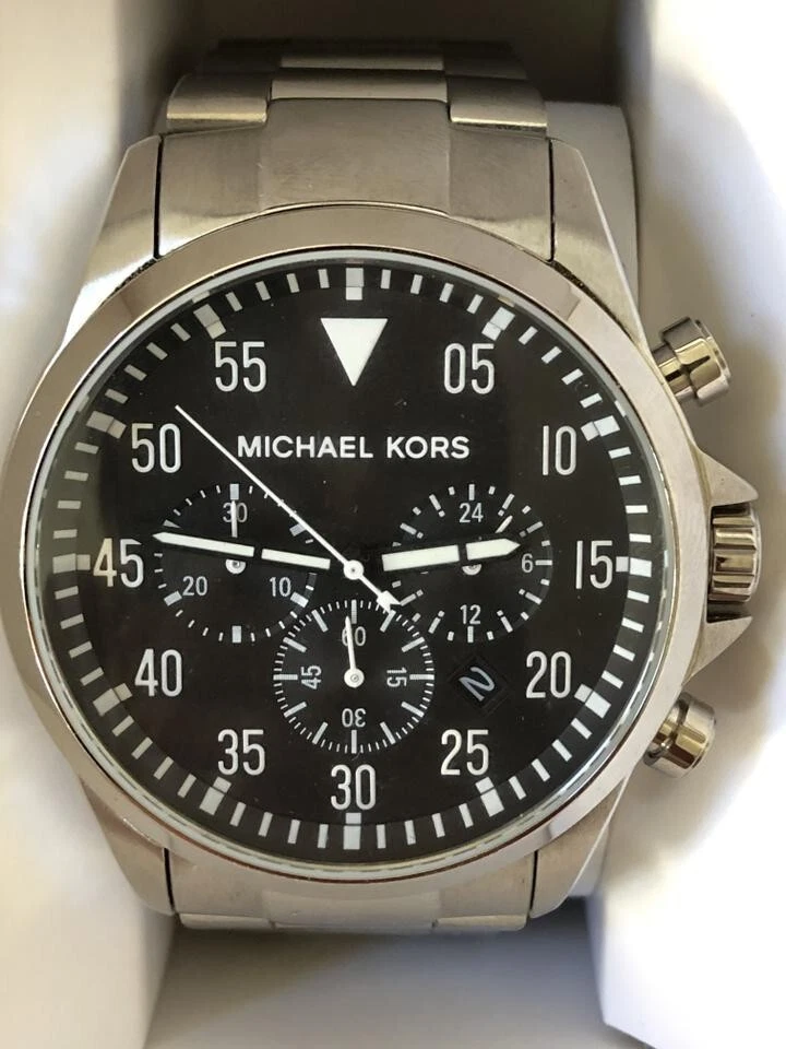 ON SALE) Michael Kors Silver Gage Stainless Steel Watch | eBay