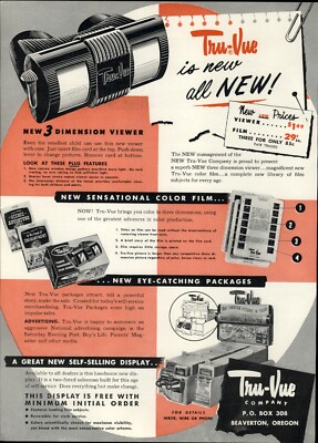 1953 PAPER AD Tru Vue Toy Play 3 D Dimension Viewer Store Display Film 