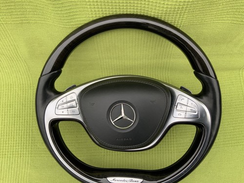 Mercedes S Class W222 AMG Steering Wheel Wooden Leather Paddles Vibro Complete - Picture 10 of 24