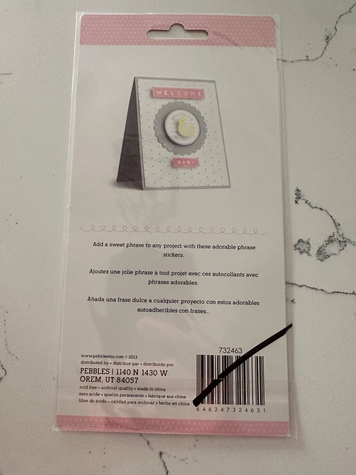 Etiquetas adhesivas Pebbles Pink Baby & Me - Sweet Dream Kisses Risas Álbum de recortes Foto 2 de 4