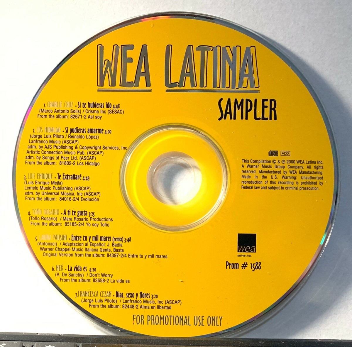 WEA Latina A Sampler-WEA Latina, Inc.- CD PROM #1588 (CD 