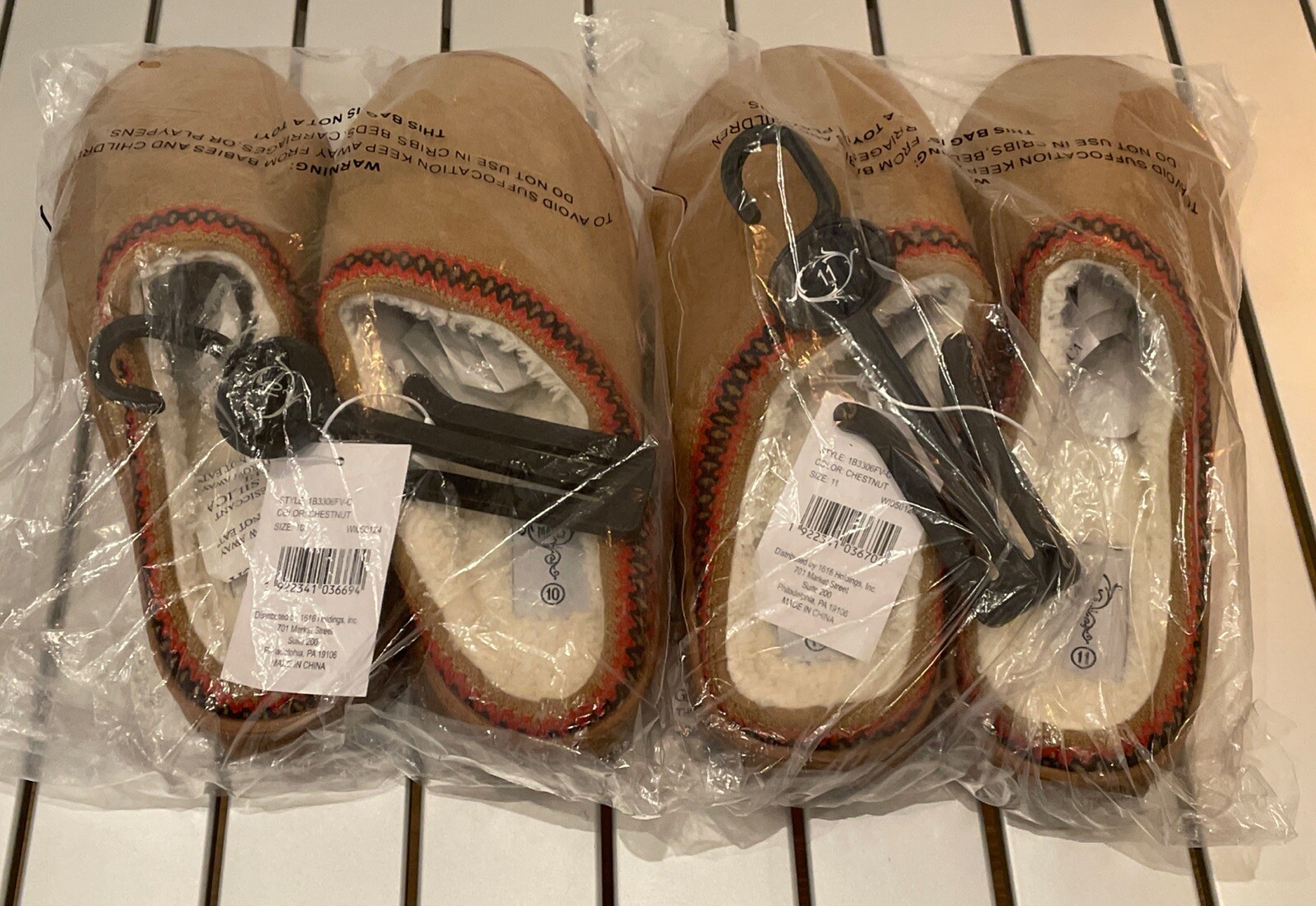 SAOLA Pantofole Sole Mates Ho taglia 10 taglia 11 colore castagno calde Natale inverno