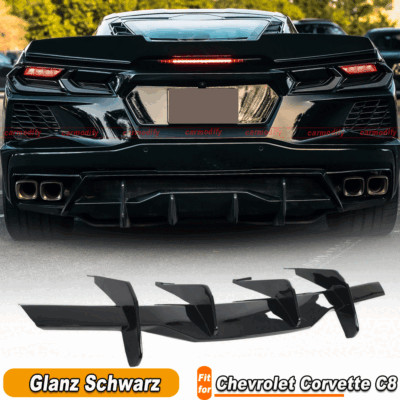 Für Chevrolet Corvette C8 Stingray Z51 STG  Glanz Schwarz Diffusor Heckdiffusor 