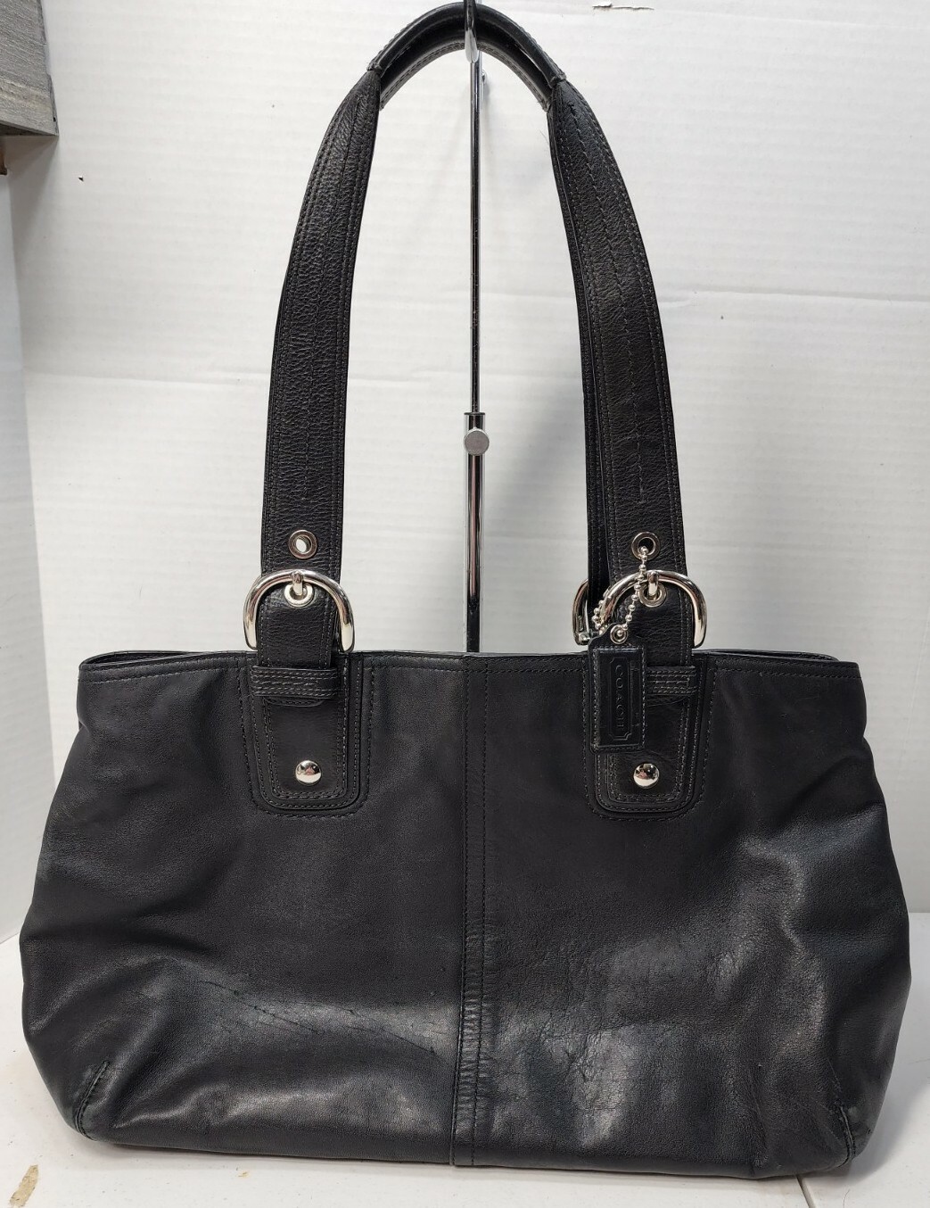 COACH Soho XL Black Leather Carryall Tote Carry on Tr… Gem
