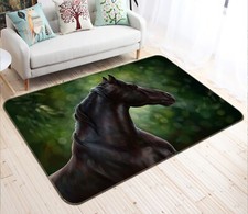 3D Cool Black Horse AHO181005 Animal Non Slip Rug Mat Elegant Photo Carpet Romy