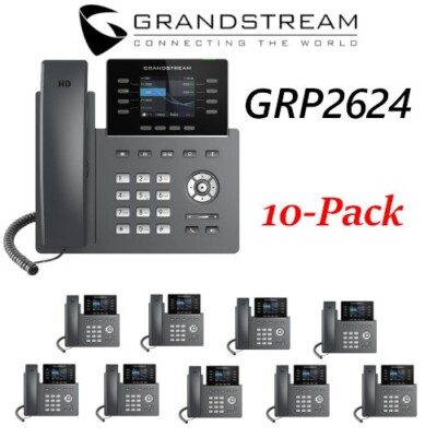 10 Pack Grandstream GRP2624 8-Line 4 SIP Color Screen WiFI IP Phone