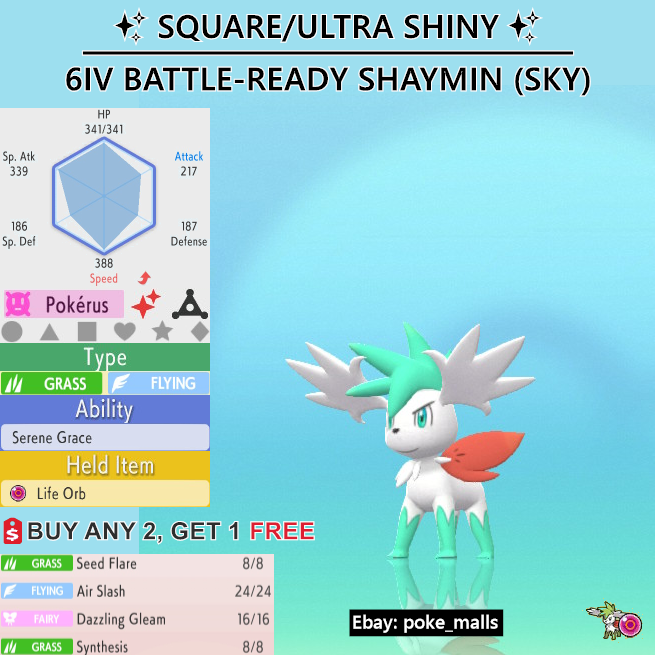 ✨ SHINY SHAYMIN SKY ✨ 6IV TIMID, BATTLE-READY