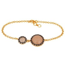Rose Chalcedony Gemstone 925 Silver 18k Gold Plated Chain Bracelet Jewelry
