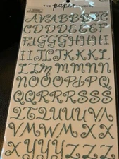 THE PAPER STUDIO GLITTERED TEAL LETTERS WITH CRYSTAL GEMS 75PCS ALPHABETS