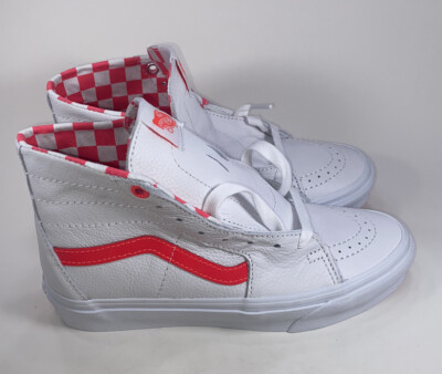 Vans SK8 Hi White/ Pink Leather Lace Up Shoes Size Women 6.5  display picture 3