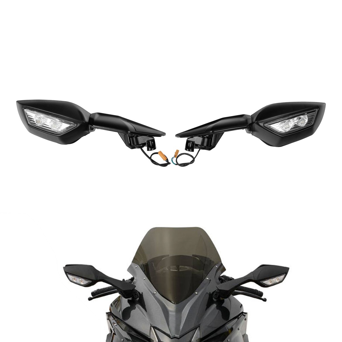 Rear View Side Mirrors LED Turn Signal Fit For Kawasaki Rear View Side Mirrors LED Turn Signal Fit For Kawasaki