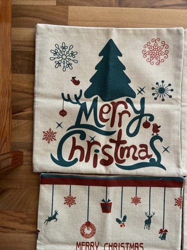 Christmas Throw Pillow Covers for Holiday Decorations 17” Set of 4 C31 - Picture 3 of 8
