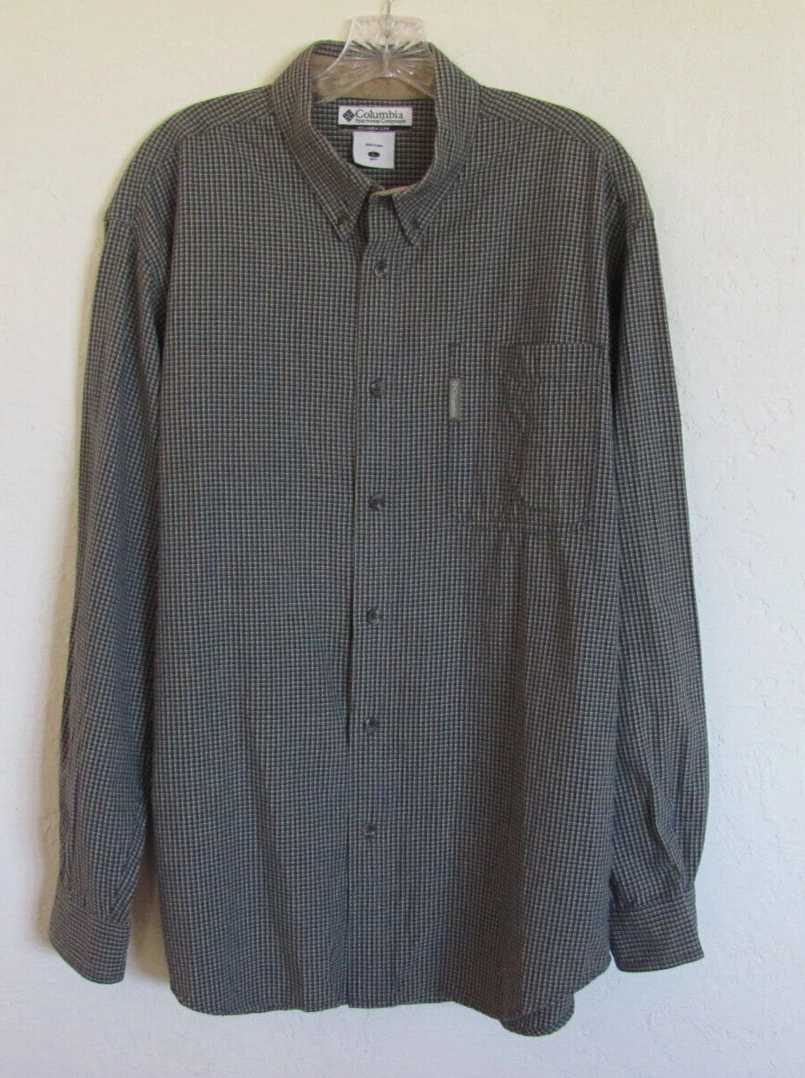 Columbia Long Sleeve Button Down Shirt-Small Checks-100% Cotton -Men's Large