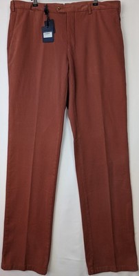 Turnbull & Asser Chinohose Herren W40 L36 rostbraun Baumwolle Stretch Twill Italien neu mit Etikett
