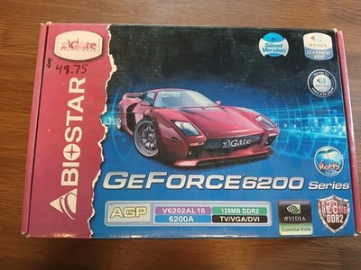 BIOSTAR NVIDIA GeForce 6200 128MB DDR2 AGP TV Out DVI VGA DirectX 9.0