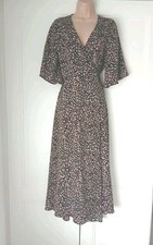 Brave Soul Black Pink mix Animal print Leopard Print Wrap Dress size small S