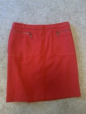 J. McLaughlin Red Knee Length Skirt 10 Zipper Pockets Lined