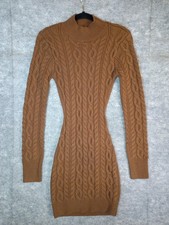 JLUXLABEL Womens S Cable Knit Mock Neck Cut Out Bodycon Sweater Dress