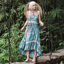 Spell and the Gypsy Collective Babushka Midi Dress Turquoise XS Holes Flaws