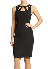 NEW Eliza J Womens Size 10 Sheath Geo Cut-Out Neck Sleeveless Black Pencil Dress