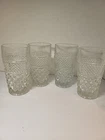 Vtg Anchor Hocking Wexford 5.5" Drinking Glasses  Set Of 4 Diamond Pattern