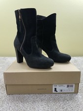 UGG Athena Boots Women's 9 Black Suede Leather Side Zipper 3.5" High Heel