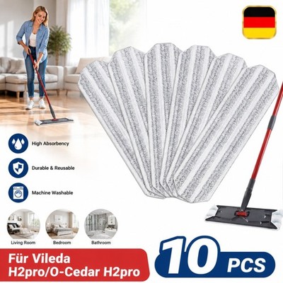 10x Wischmopp Bezug für Vileda H2PrO O-Cedar H2PrO Bodenwischer Ersatzbezug DHL