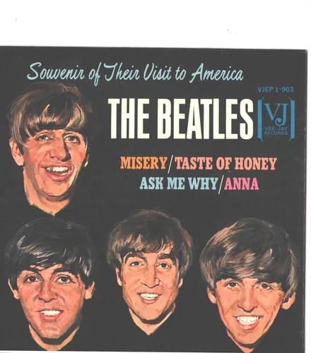 BEATLES--HARD COVER-4-SONG-EP-PICTURE SLEEVE +45-(SOUVENIR OF VISIT TO U.S.)--PS