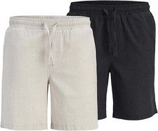 Jack & Jones Mens 2 Pack Jogger Shorts Drawstring Waist Pocket Comfort Fit S-XXL