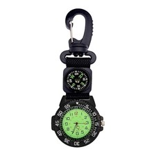 1Pc Silver Backpack Clip-on Carabiner Quartz Pocket Watch Fit For Outdoor Hiking