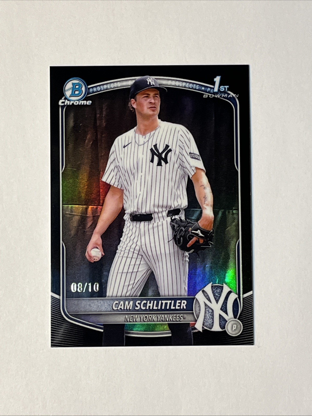 Cam Schlittler 1st /10 Black Refractor 2025 Bowman Chrome #BCP-166 NY Yankees