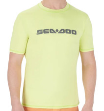 New OEM Sea-Doo Men's Yellow Signature Short Sleeve Rashguard, LG - 4544870926