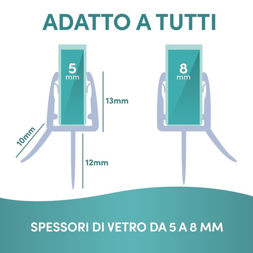 Engelbach® Guarnizione Doccia Sottoporta Per porte in vetro 5-8 mm Profilo in - Foto 2 di 7