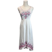 Anthropologie Holding Horses Midi Dress White Embroidered Gauze Boho Western 6