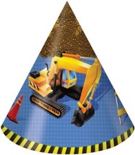 Under Construction Tractor Dump Truck Kids Birthday Party Favor Cone Hats