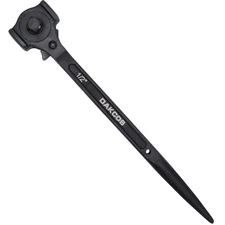 DAKCOS 3/8" x 1/2" Ratchet Spud Wrench with Hammer Head, Double Ended