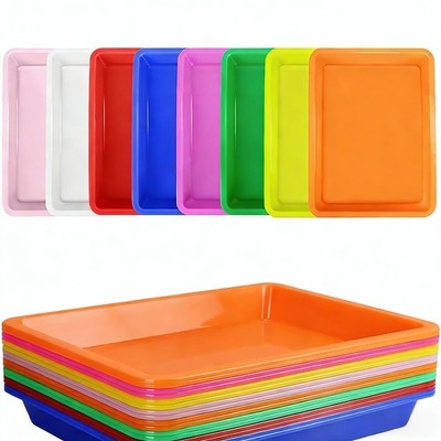 16 Pack Plastic Art Trays, Activity Crafts Serving Organizer Tray for Classro...