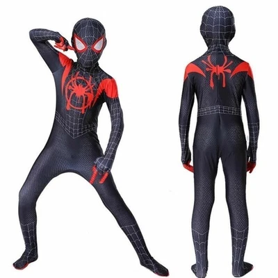 Boy Miles Morales Spider*man Costume Kid World Book Day Payty Cosplay Fancy gift