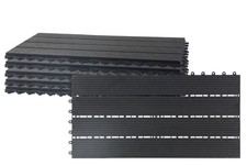 WPC Composite Decking Tiles Interlocking Garden Patio Floor Boards Black 6 pack