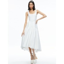 Alice + Olivia Diana Structured Midi Dress in Off White 0