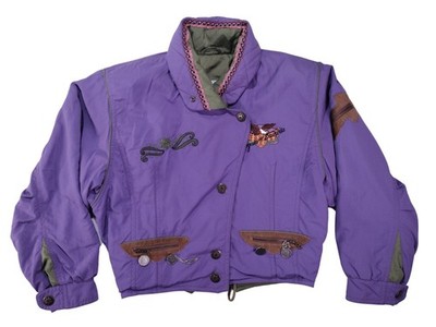 VTG 80s Bogner Purple Bavarian Ski Jacket Women Cropped Puffer Après Coat sz 6 M