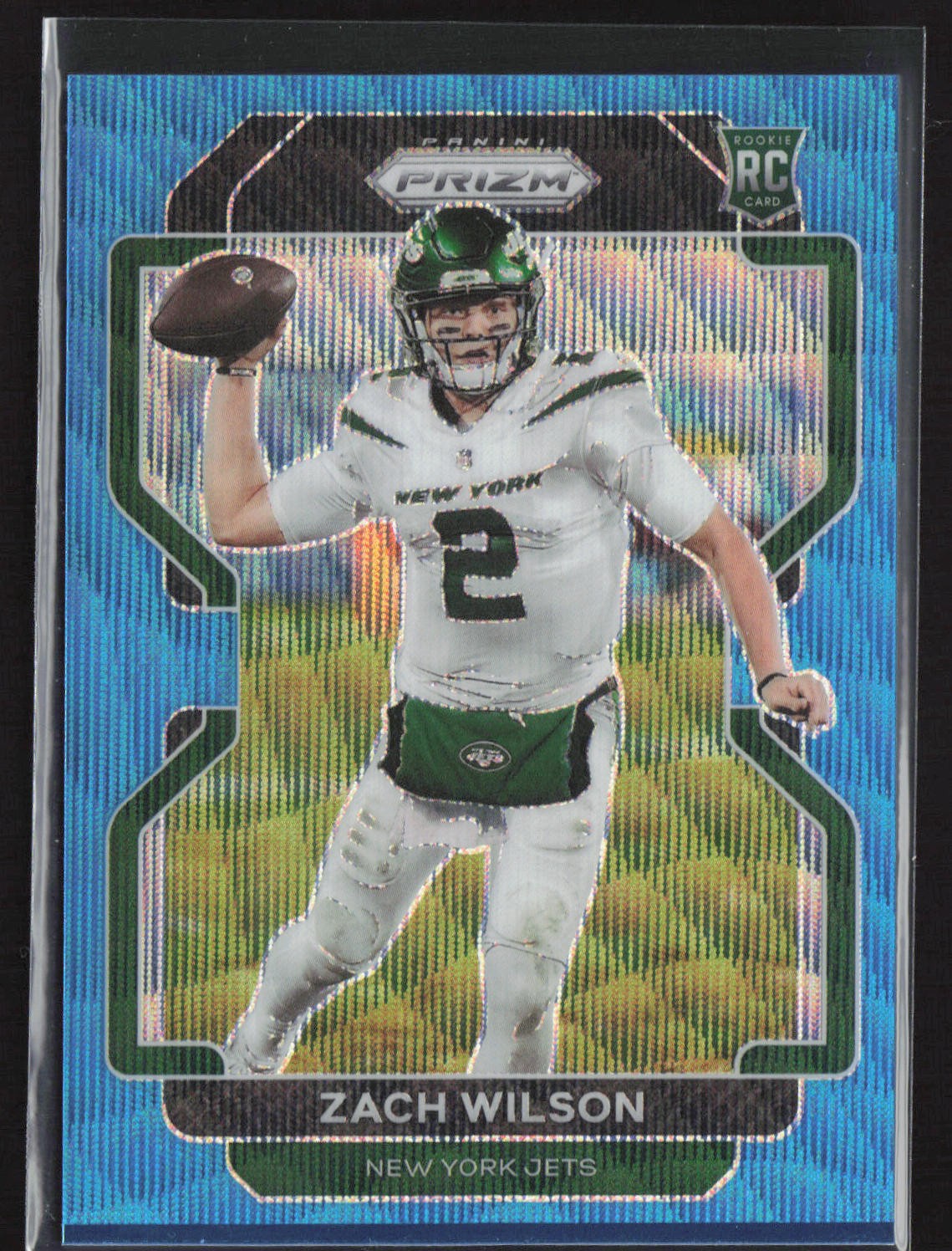 2021 Panini Prizm #332 Zach Wilson Blue Wave #/199 Rookie RC
