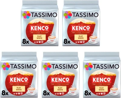 Tassimo Kenco Flat White Coffee Pods x8 (Pack of 5, Total 40 Drinks) - UK STOCK