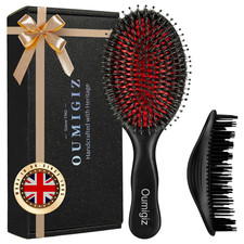 Boar Bristle Hair Brush, Handmade Natural Wood, Gentle Detangling for All Hair