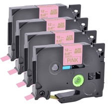 4PK Embellish Satin Ribbon Gold on Pink for Brother P-Touch TZe TZ RE34 Label