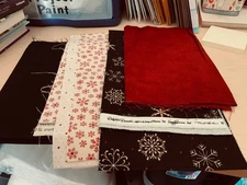 Lot of 5 different MODA DELIGHTFUL DECEMBER CHRISTMAS FABRICS SNOWFLAKES STARS +